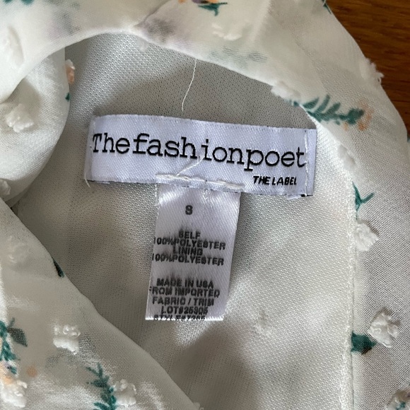 The Fashion Poet‎ Clip Dot Cold Shoulder Ruffle Long Sleeve Dress white size 8 - Picture 9 of 13